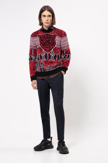 Sweter HUGO Oversized Fit Knitted Patterned Męskie (Pl49627)
